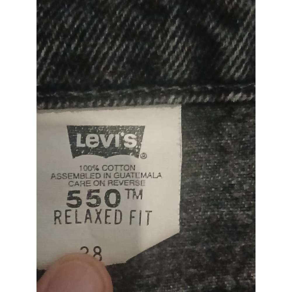 Rare Levis 550 Orange Tab Jean Shorts Jorts Black Denim 38 '94 - Picture 3 of 11